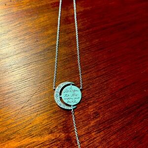 Sterling “I love you to the moon and back”necklace with crystal dangle.